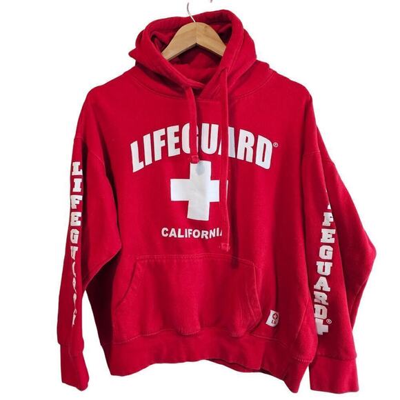 Popularity Products Lifeguard Hoodie Womens Medium Red California Pull Over - Picture 1 of 9